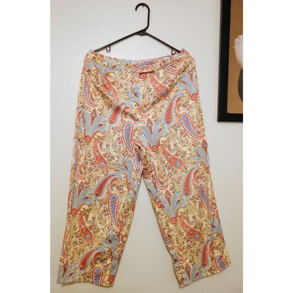 VTG Talbots Women’s Floral Paisley Cotton Blend Pants – Made in Hong Kong SZ 12 - Picture 1 of 6